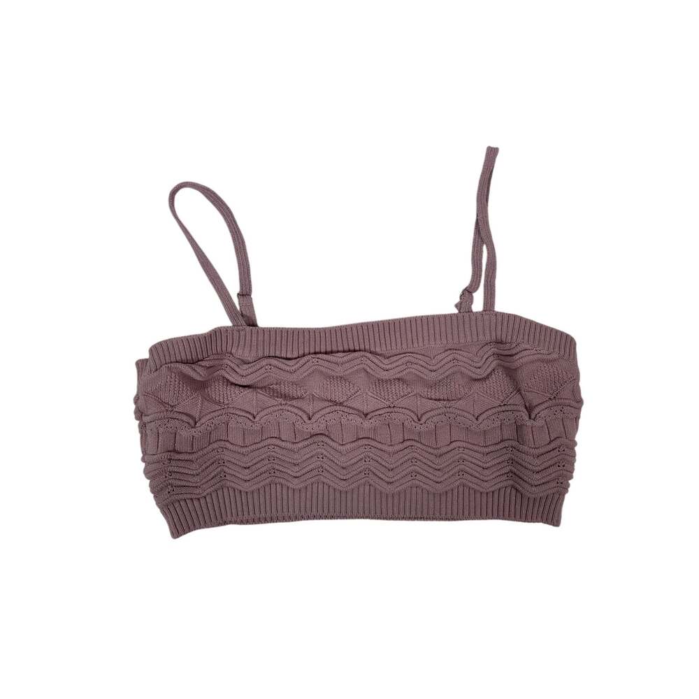 Free People Bralette Womens Medium Mauve Wavy Cable Knit Pointelle Ribbed